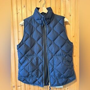 J. Crew Navy Quilted Down Vest Gold Zipper